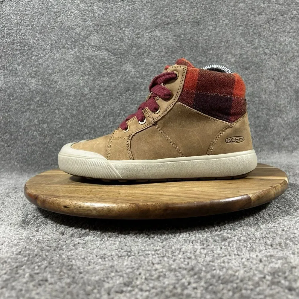 Keen Elena Mid Women’s Size 5 Brown Leather Red Plaid Casual Winter Shoes Used